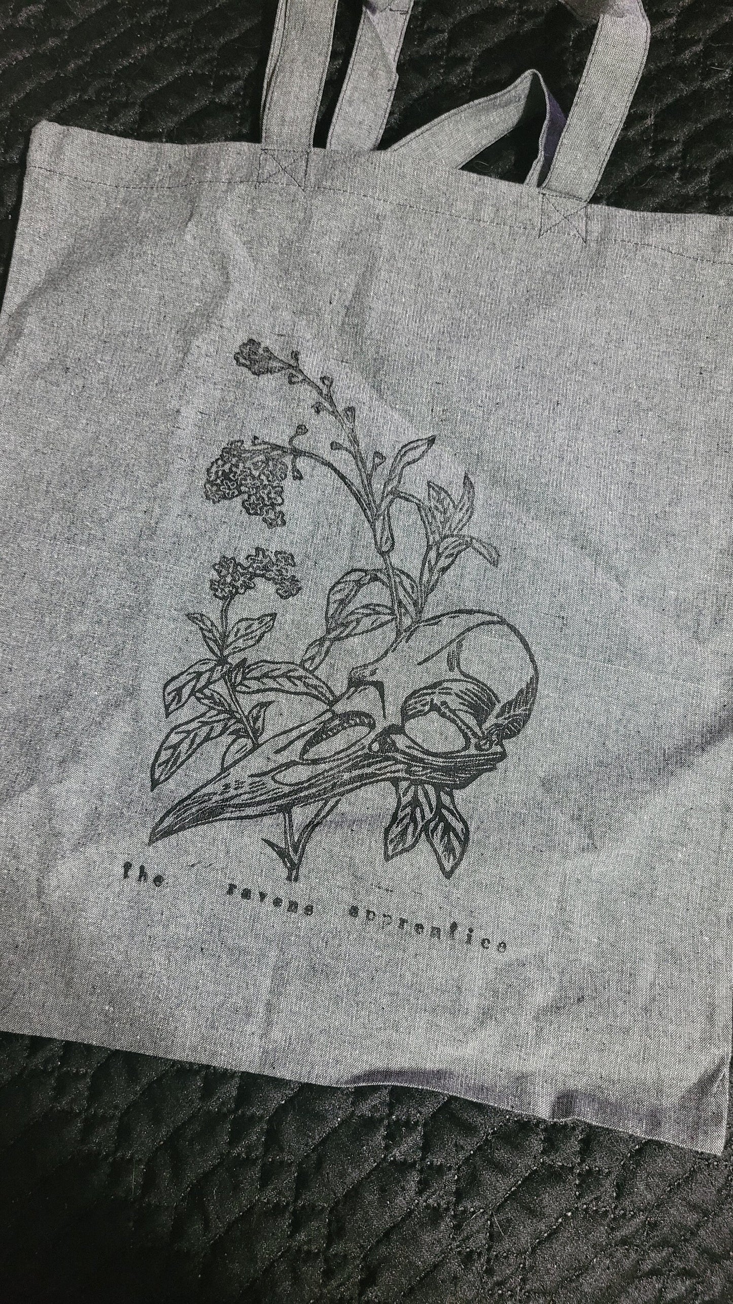 Forget Me Nevermore hand printed Cotton Tote Bag