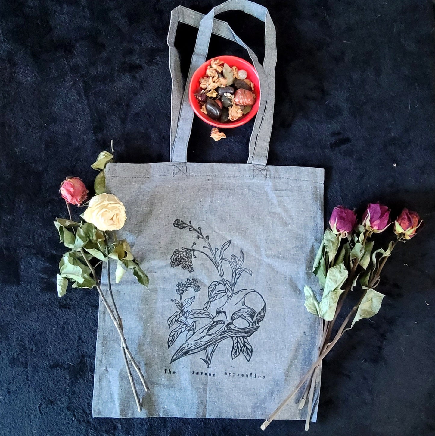 Forget Me Nevermore hand printed Cotton Tote Bag