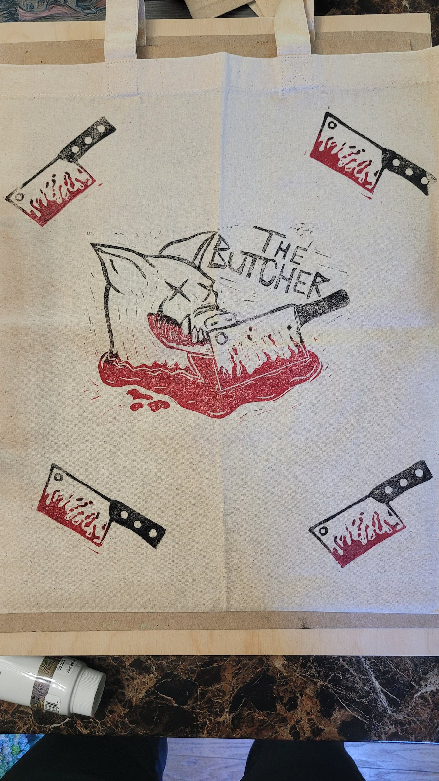 The Butcher hand printed cotton tote bag