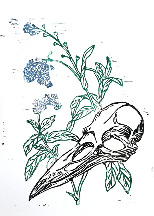 Wall decor Forget me Nevermore hand inked relief print - LIMITED MULTICOLOR EDITION