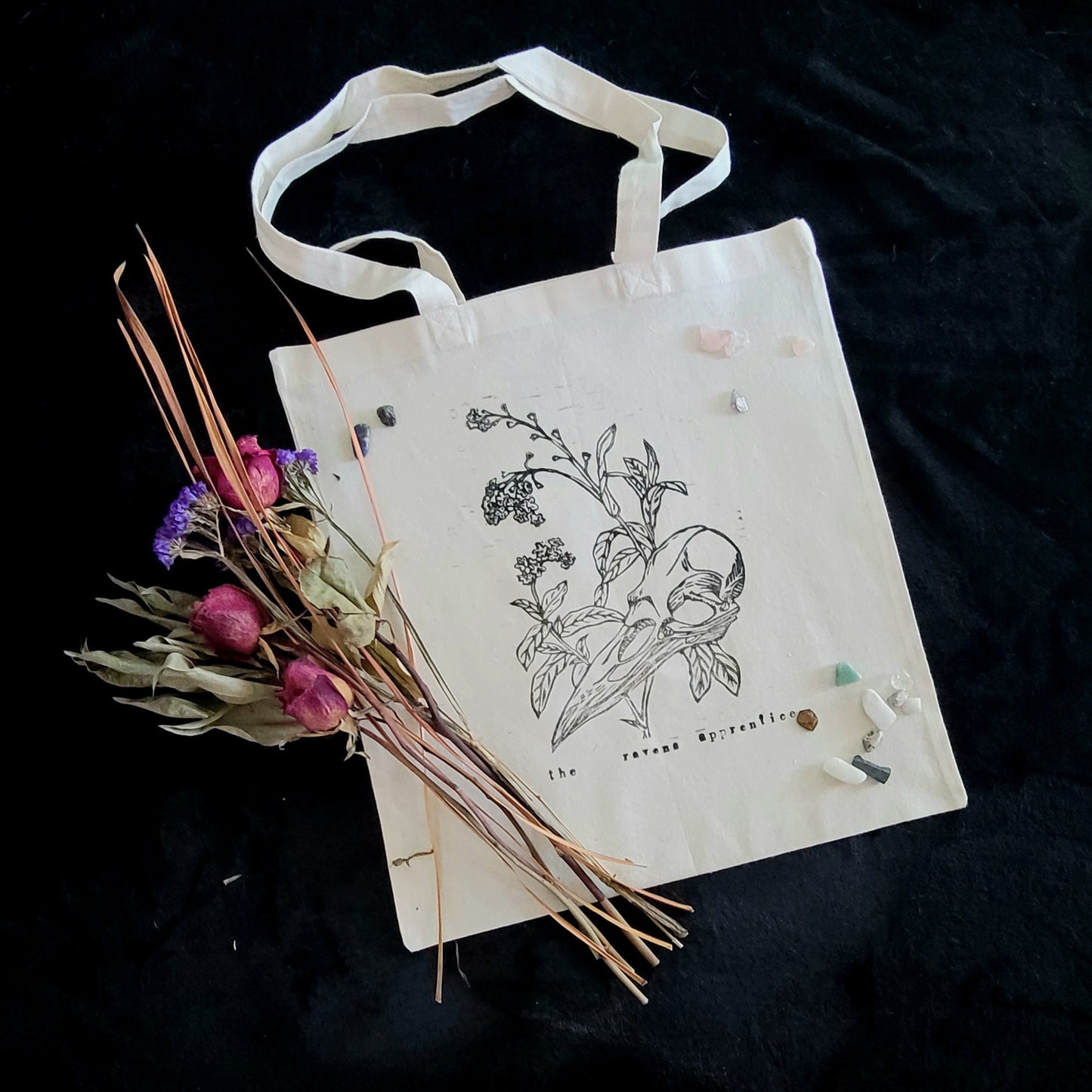 Forget Me Nevermore hand printed Cotton Tote Bag