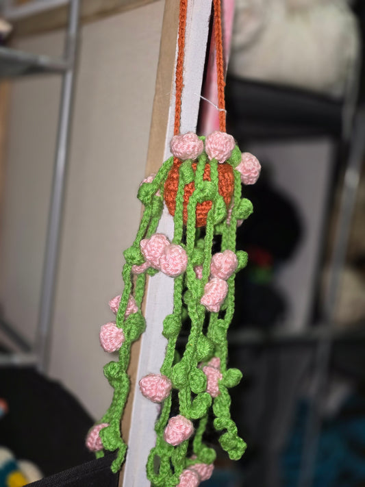 Crochet hanging flower pot