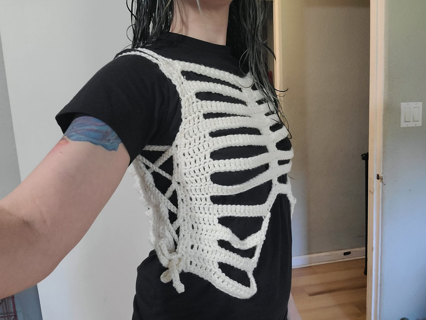Crochet ribcage Riot corset top