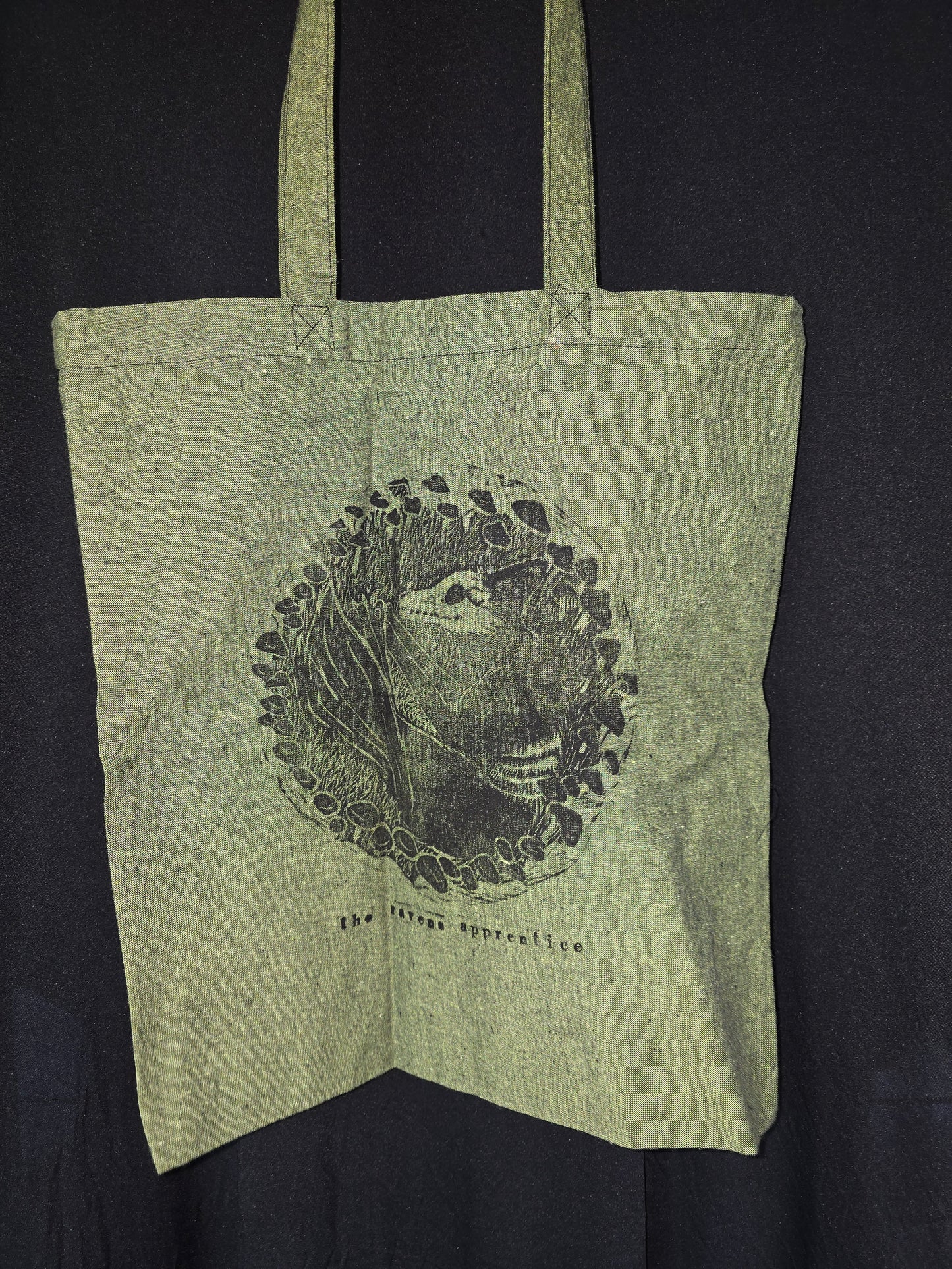 Eternity in Decay Hand printed cotton tote bag